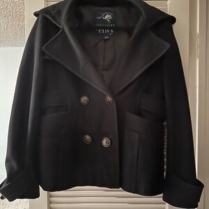 Envy Black Double-Breasted Pea Coat